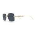 thumbnail image 6 of Luxury Rimless Rectangle Metal Pyramid Stud Jewel Arm Metal Rim Sunglasses Gold - Black, 6 of 8