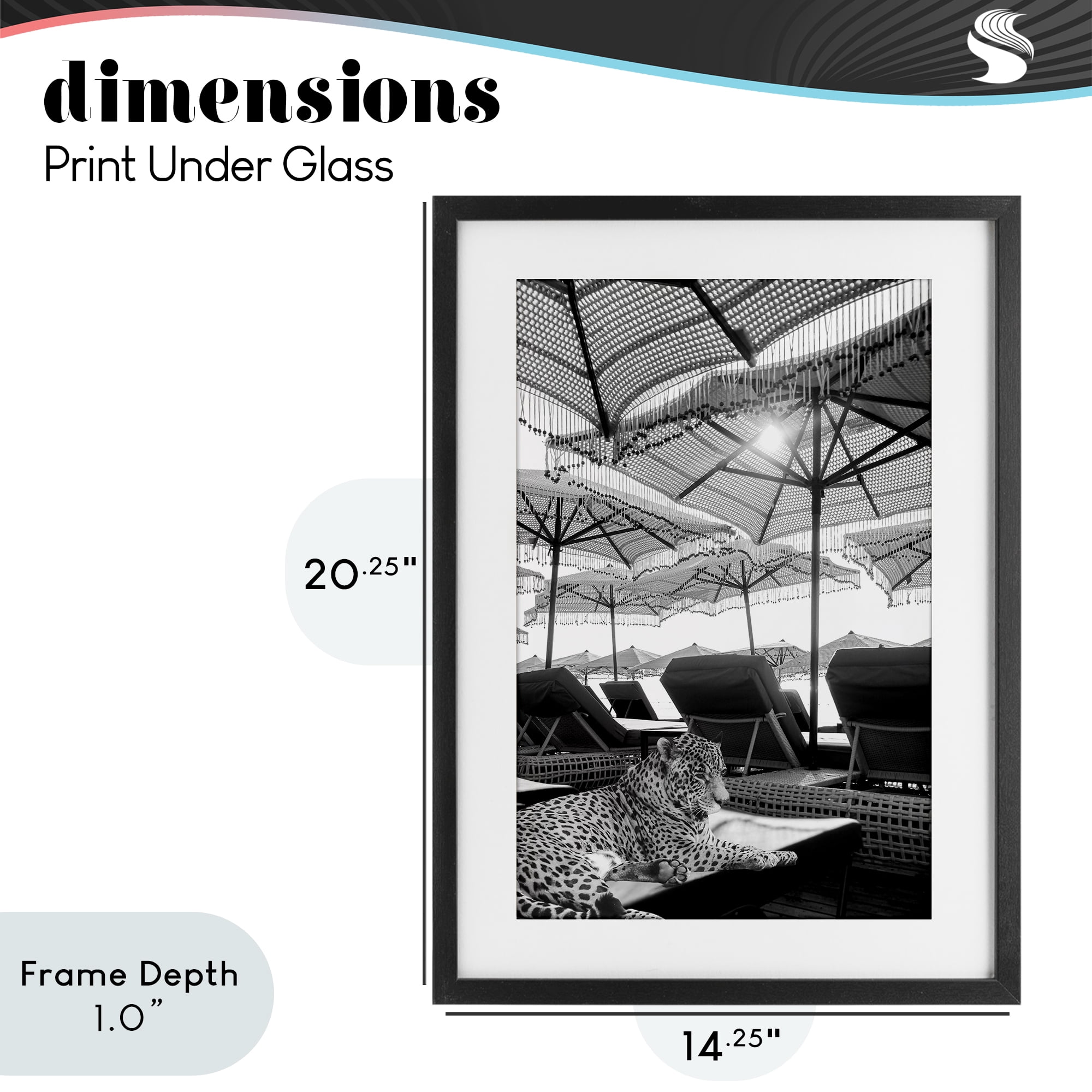 Stupell Industries Leopard On Tropical Vacation Black Framed Print Under Glass, design by Grotto Studios