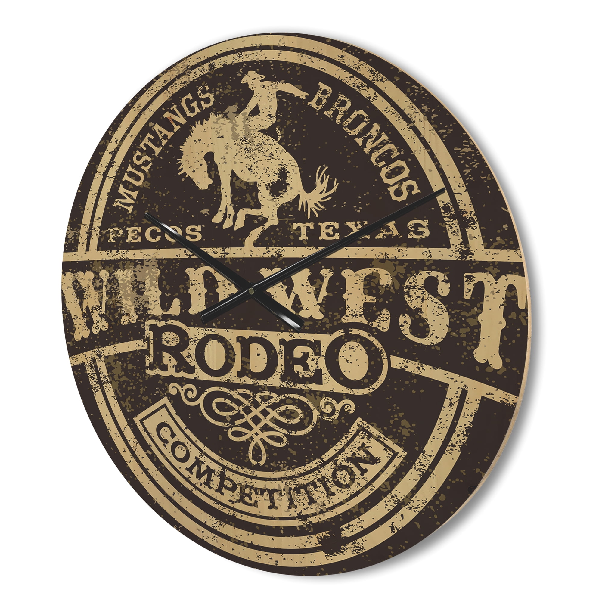Designart 'Wild West Rodeo Poster' Modern Wood Wall Clock