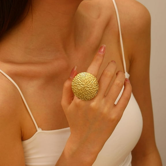 1 Pc Chunky Statement Rings Fashion Chunky Signet Statement Rings Promise Rings Trendy Elegant Unique Rings Engagement Ring for Women Birthday Wedding Prom Valentine's Day Elegant Gifts Golden