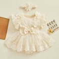 thumbnail image 2 of Yindaity Dresses Baby Girl Baby Girl Outfit Sleeveless Tulle Tutu Romper Dress with Headband(Beige,6-12 Months), 2 of 7