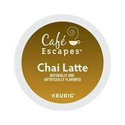 Cafe Escapes, Chai Latte Tea Beverage, Single-Serve Keurig K-Cup Pods, 96 Count (4 Boxes of 24 Pods)