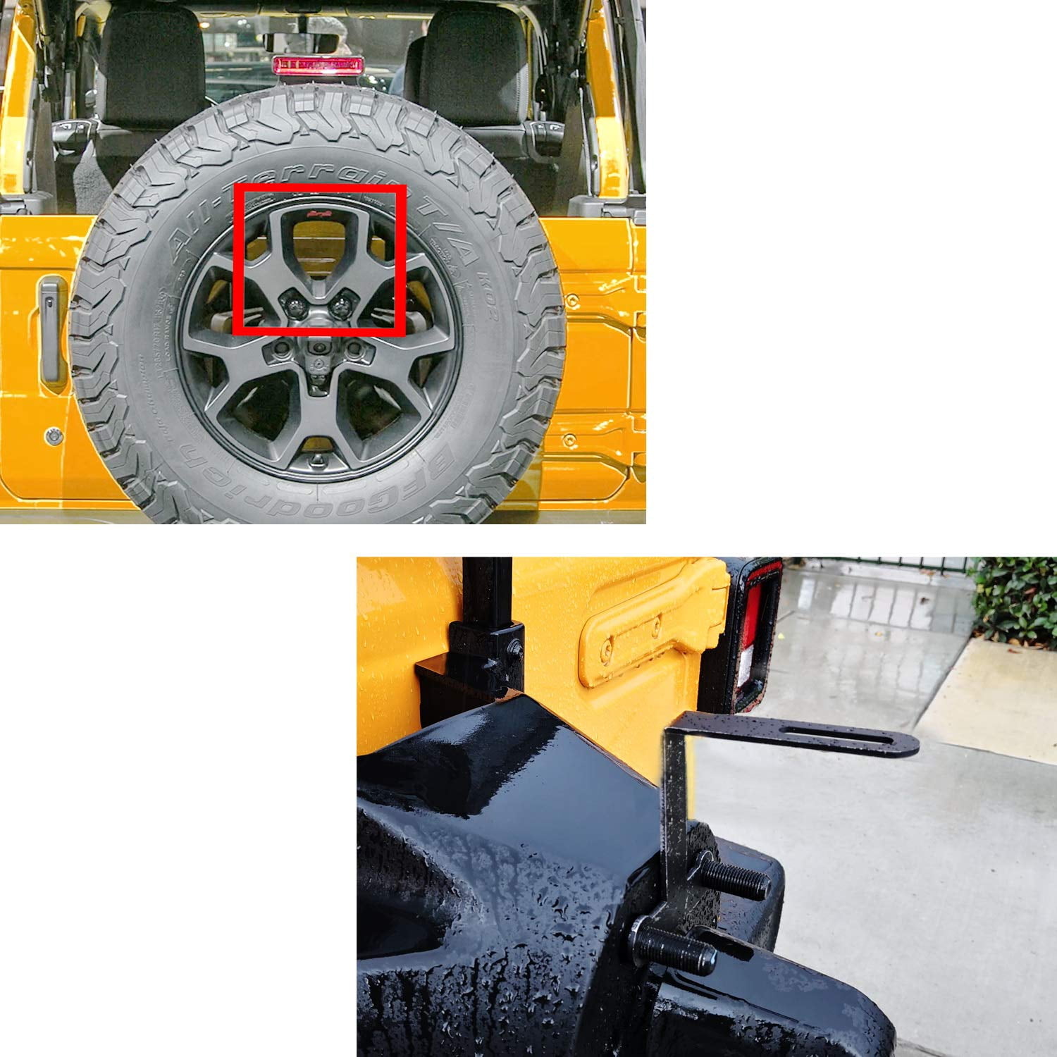 Rear Spare Tire Mount License Plate Relocator Bracket w/ 12-SMD LED License Plate Light For Jeep 2018-up Wrangler JL