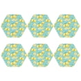 thumbnail image 2 of Pofeuu Yellow Lemon Print Leather Coasters Set of 6, Round Cups Mugs Mat Pad for Home Kitchen Heat Resistant Drink Coasters,Hexagon, 2 of 7