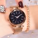 thumbnail image 5 of Reloj de pulsera de cuarzo con correa de malla de aleación y esfera con purpurina con hebilla magnética para mujer (oro rosa), 5 of 6