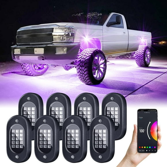Luces LED tipo roca Honalia 8 cápsulas RGB para camiones con control mediante APP