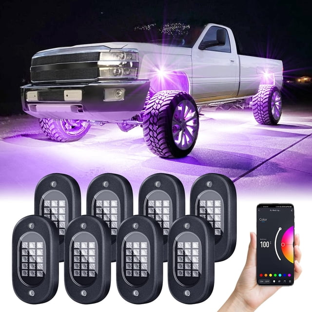Luces LED tipo roca Honalia 8 cápsulas RGB para camiones con control mediante APP