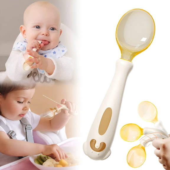 FACEGA Bendable Silicone Handle Baby Spoon-Self-Feeding Training Utensil for Toddlers Silicone Baby Spoons