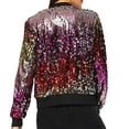 thumbnail image 5 of YTCAMLO Color Block Patchwork Jackets for Women Trendy Sparkly Sequin Slim Fit Blazer Open Front Cardigan Front Zip Bomber Blazer, B S, 5 of 8