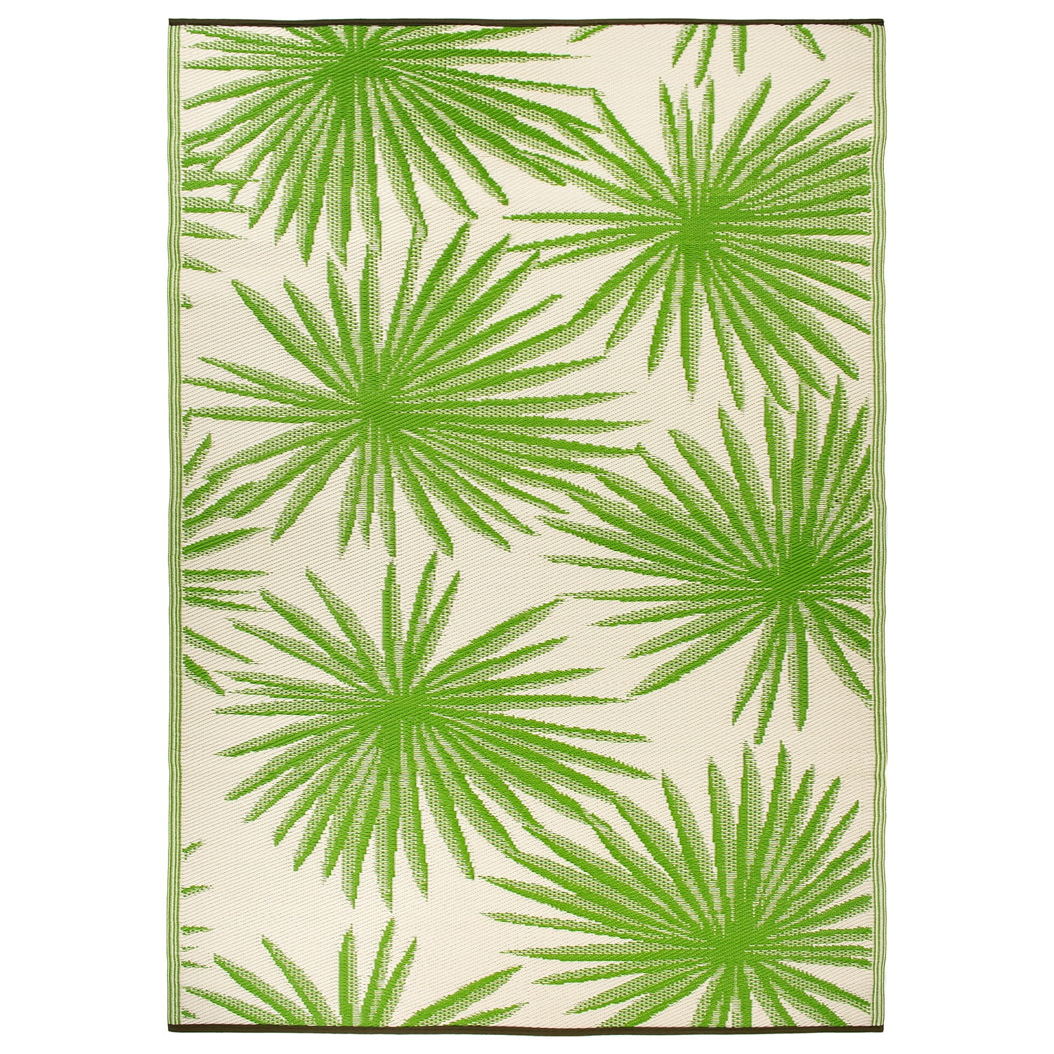 World Rug Gallery Floral Tropical Reversible Recycled Plastic Outdoor Picnic Mat, Camping Rug, RV Rug - GREEN 7'10"x10'