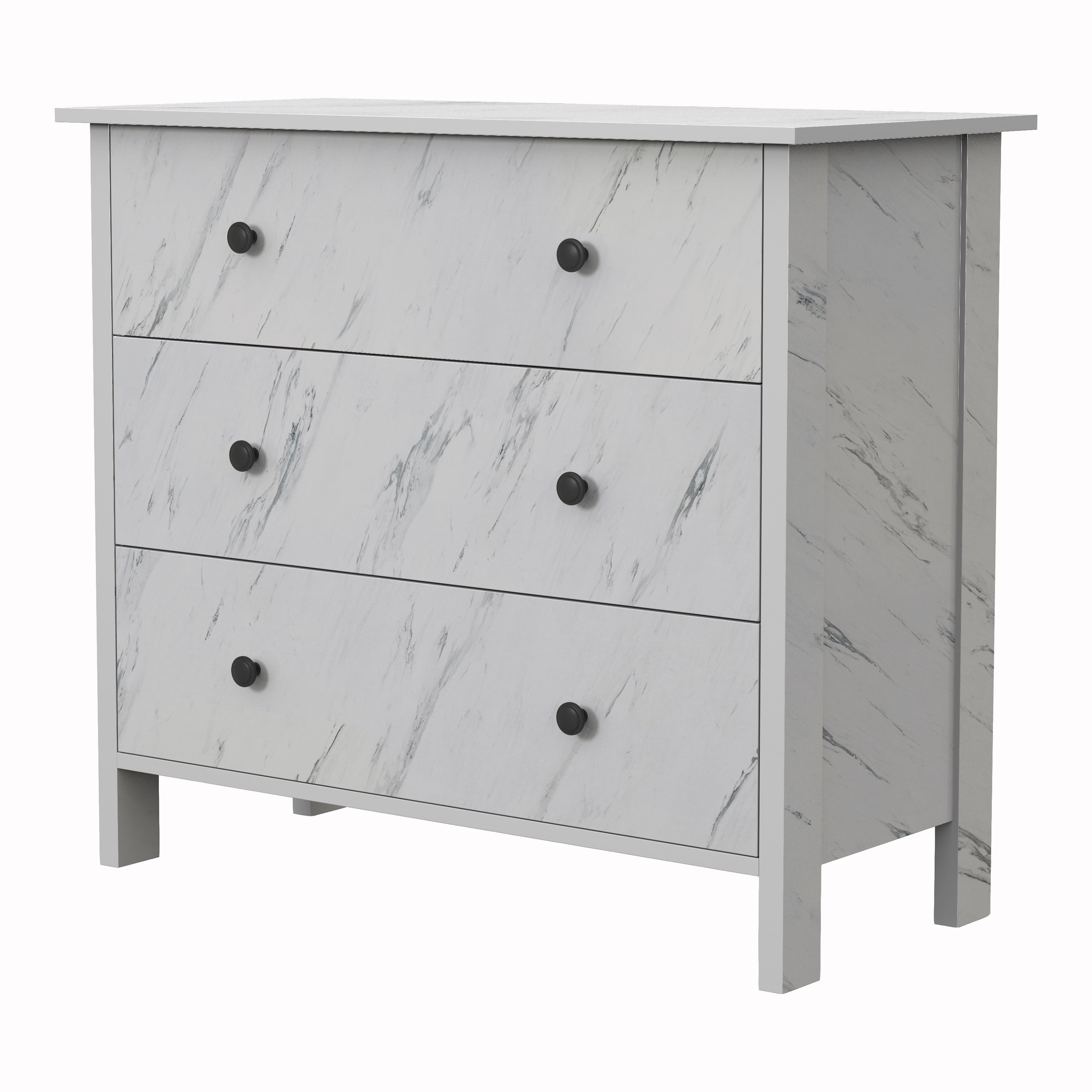 Furniture of America Tilde Adult Modern 3-Drawer Cabinet Vertical Dresser, Marble White