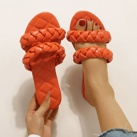 

Yoslce Womans Shoes Women S Summer Flat Heels Casual Solid Color Slip-On Sandals Women
