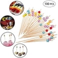 thumbnail image 3 of 100 Pieces 4.7" Fancy Toothpicks for Appetizers Beads Charcuterie Cocktail Picks Bamboo Decorative Toothpicks Handmade Sticks Long Appetizer Cocktail Sticks for Home Party, Dessert, Fruit, 3 of 5