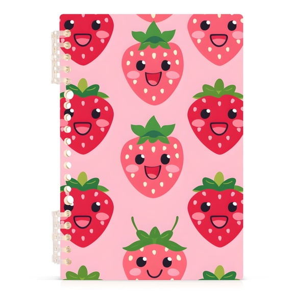 Lovely Strawberry Notebooks 1-subject Journal 60 Sheets A5 College Ruled Paper Detachable Ring 8.3"x5.7"