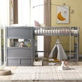 thumbnail image 3 of L-Shaped Triple Bunk Bed Twin Size Bunk Bed with a Loft Bed Attached, Built-in Ladders and Safety Guardrails, 3 Beds in 1 Bedroom Furniture, Gray, 3 of 7