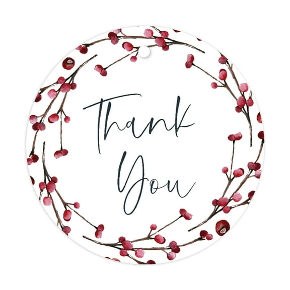 Koyal Wholesale Winter Snowy Woodland Forest Watercolor Wedding, Round Gift Tags, Thank You, 24-Pack
