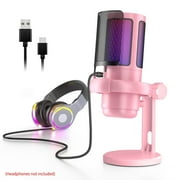 TITOUMI Professional USB Microphone - Pink, Plug and Play, Mute Button, Mic for PC Laptop Streaming, Podcasting, Studio Recording