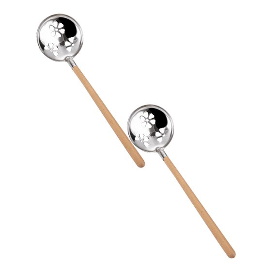 Spoons Set Wooden Handle Hot Pot Spoon 304 Stainless Steel Soup Spoon Anti Hot Handle Colander
