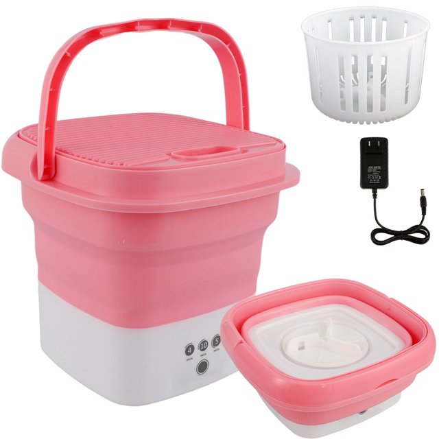 Mini Washing Machine Foldable Small Laundry Machine with Drain Basket Lightweight Washer Touch Screen and Timer Washing Machine for Baby Clothes Underwear