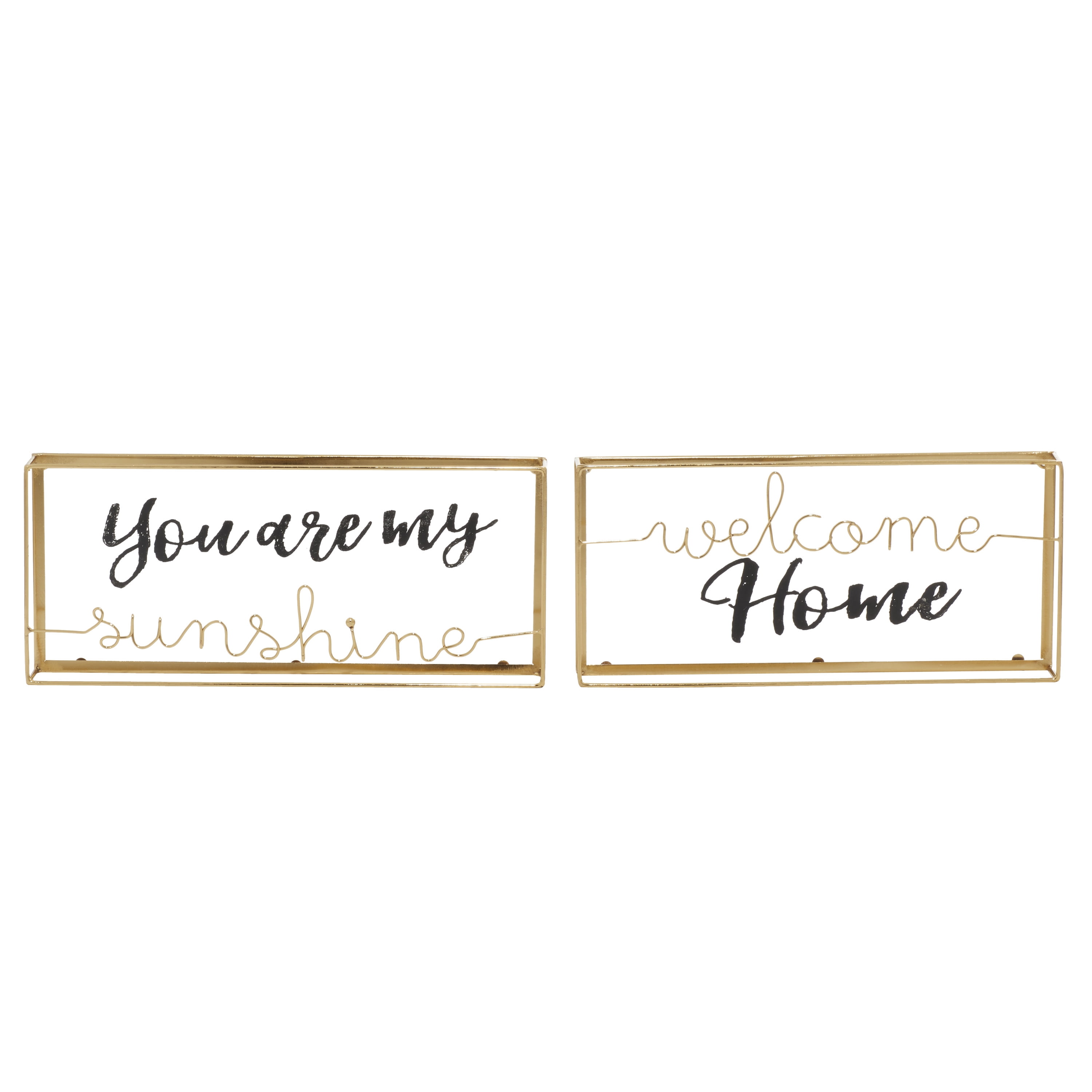 DecMode Sunshine, Home Glass Decorative Sign, 2-Pieces