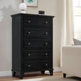 thumbnail image 7 of Memoryfield Wood 5-Drawer Tall Dresser, 48 in Chest of Drawers with Metal Handles, Storage for Bedroom, Living Room, Black, 7 of 7