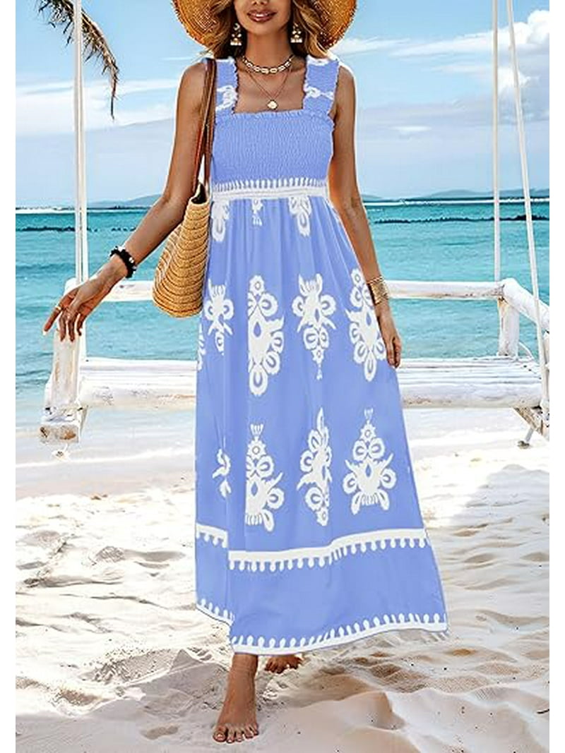 fitted lace wedding dress V Neck Tie Back High Low Floral Print Summer Boho Dress for Women –  Anna-Kaci main image 1