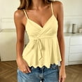 thumbnail image 5 of SGMVNU Women's Cute Sleeveless Peplum Tank Tops Sleeveless V Neck Crop Wrap Top Cute Summer Tie Front Camisole, Light Yellow, Size S, 5 of 6