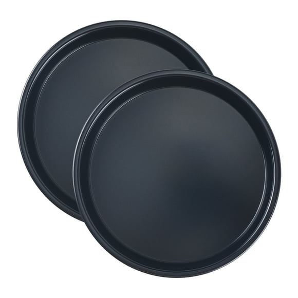 Baking Sheet Pan, Set of 2 Cookie Sheets, Warp-Resistant Nonstick Round Cake Pan, Thick Sheet Pans for Baking, Roasting Black 7.9*7.9*1in