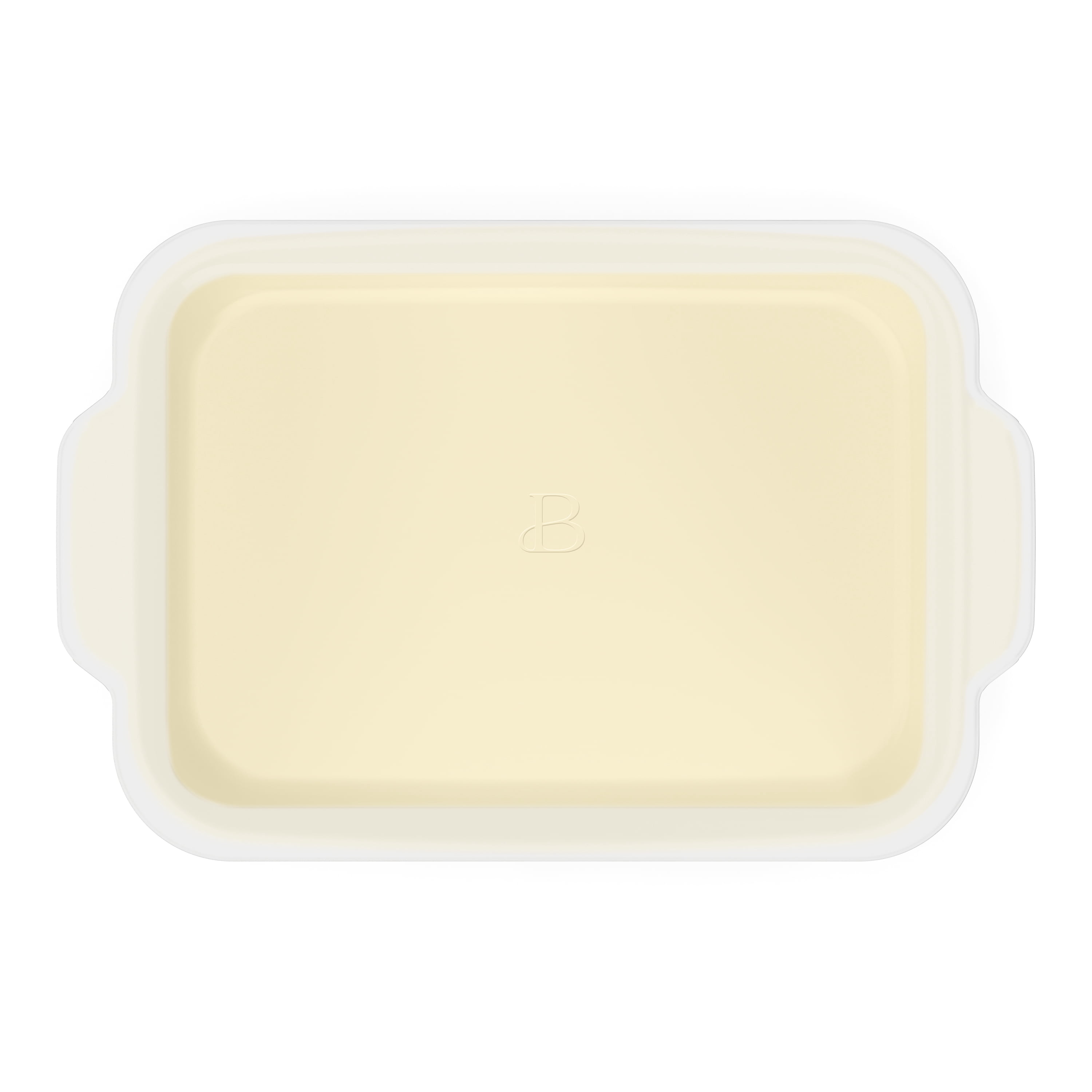Beautiful by Drew Barrymore 9 in x 13 in Stoneware Baker with Plastic Lid, Buttercream