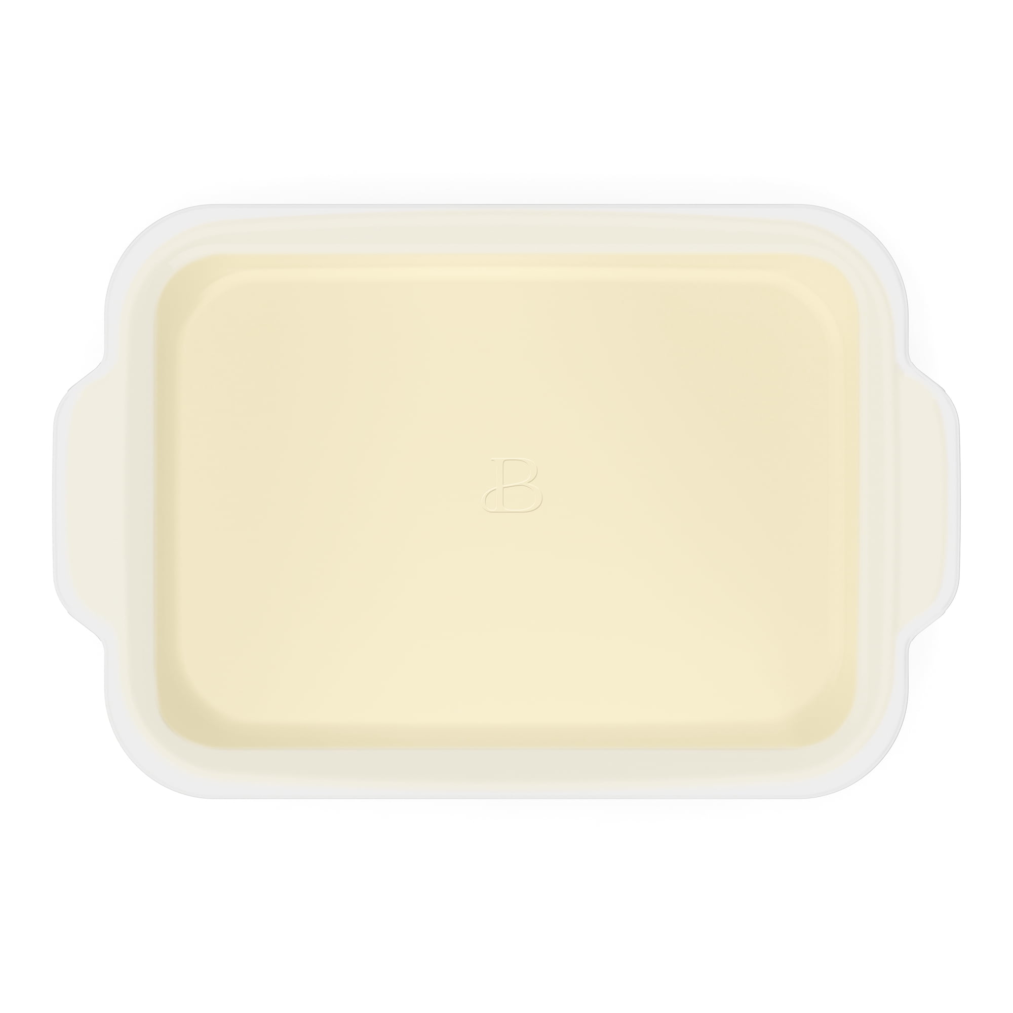 Beautiful 9”x 13” Stoneware Baker with Plastic Lid, Buttercream by Drew Barrymore