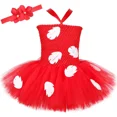 thumbnail image 3 of Vestido de tutú de princesa hawaiana Lilo con hojas rojas para niñas pequeñas, vestido de fiesta de cumpleaños luau, disfraz de Año Nuevo, Navidad y Halloween para niños, 3 of 5