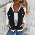 thumbnail image 2 of Inleife Fashion Jackets Women Splicing Solid Color Pocket Cardigan Jacket Women's Zippered Jacket Long Sleeved Casual Coat Top, 2 of 6
