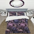 thumbnail image 2 of Designart "Moody Gothic Botanicals" Purple Floral Bedding Covert Set - Cottage Bed Set With 1 Sham, 2 of 5