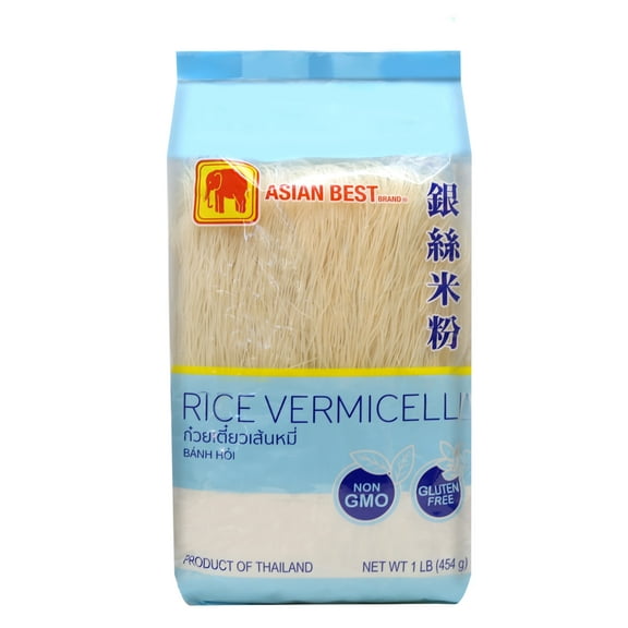 Asian Best Gluten Free, Non GMO, Pho noodle, Banh pho, Rice noodles, Rice Stick Rice vermicelli, For Pad Thai, Bun Cha, Thin 1 Lbs 454g (2 Pack)