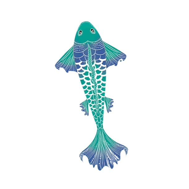 Cometa grande con forma de pez koi, cometa gigante con forma de carpa, multiusos, profesional, clásica, estable, grande. Azul