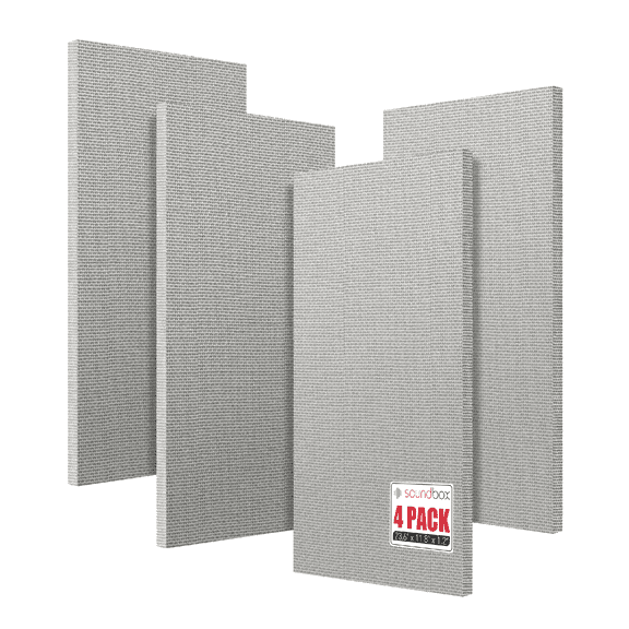 Soundbox 4-Pack Gray Acoustic Panels, NRC 0.9, 23.6"x11.8", for Home Studio