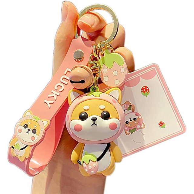 Llavero lindo de PVC Shiba Inu para mujer y niña, regalo creativo de Año Nuevo