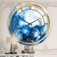 thumbnail image 3 of Designart 'Blue and Gold Ocean Abstract Marble' Glam wall clock, 3 of 3