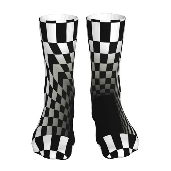 Easygdp 3d Black and White Checkerboard Tunnel Ankle Socks for Women Stocking Mid Calf Socks Ultra Stretchy for Boots Sneakers Loafer