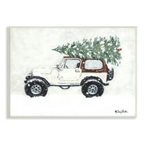 Snowy White Truck Carrying Fresh Christmas Tree Transportation Painting Unframed Art Print Wall Art