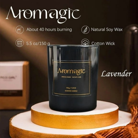 Black Lavender Scented Jar Candle, 100% Soy Wax, For Home Decor Gifts