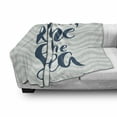 thumbnail image 3 of Beach Saying Soft Flannel Fleece Throw Blanket, You Me and the Sea Text on Wavy Background, Cozy Plush for Indoor and Outdoor Use, 50" x 70", Teal Dark Blue, by Ambesonne, 3 of 6