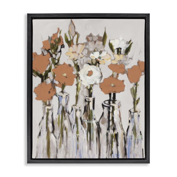 Stupell Industries Modern Modern Flower Vases Black Floating Frame Canvas Art, 25 x 31, by Jane Slivka