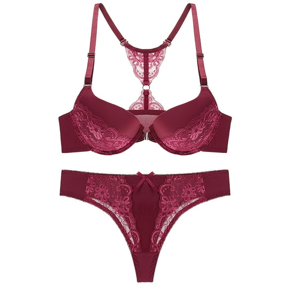 Tnhcpk Shapewear Underwear Fashion Women with Steel Rings Print Sexy Lace Underwear Ladies Lntimates Set Lingerie Sets Chemise for Women Sleepwear Underclothes Panties for Women Red