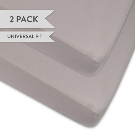 Gots Certified Organic Cotton - 100% GOTS Certified Organic Cotton Fitted Pack and Play/Portable Crib Sheet Grey Color - 2 Pack