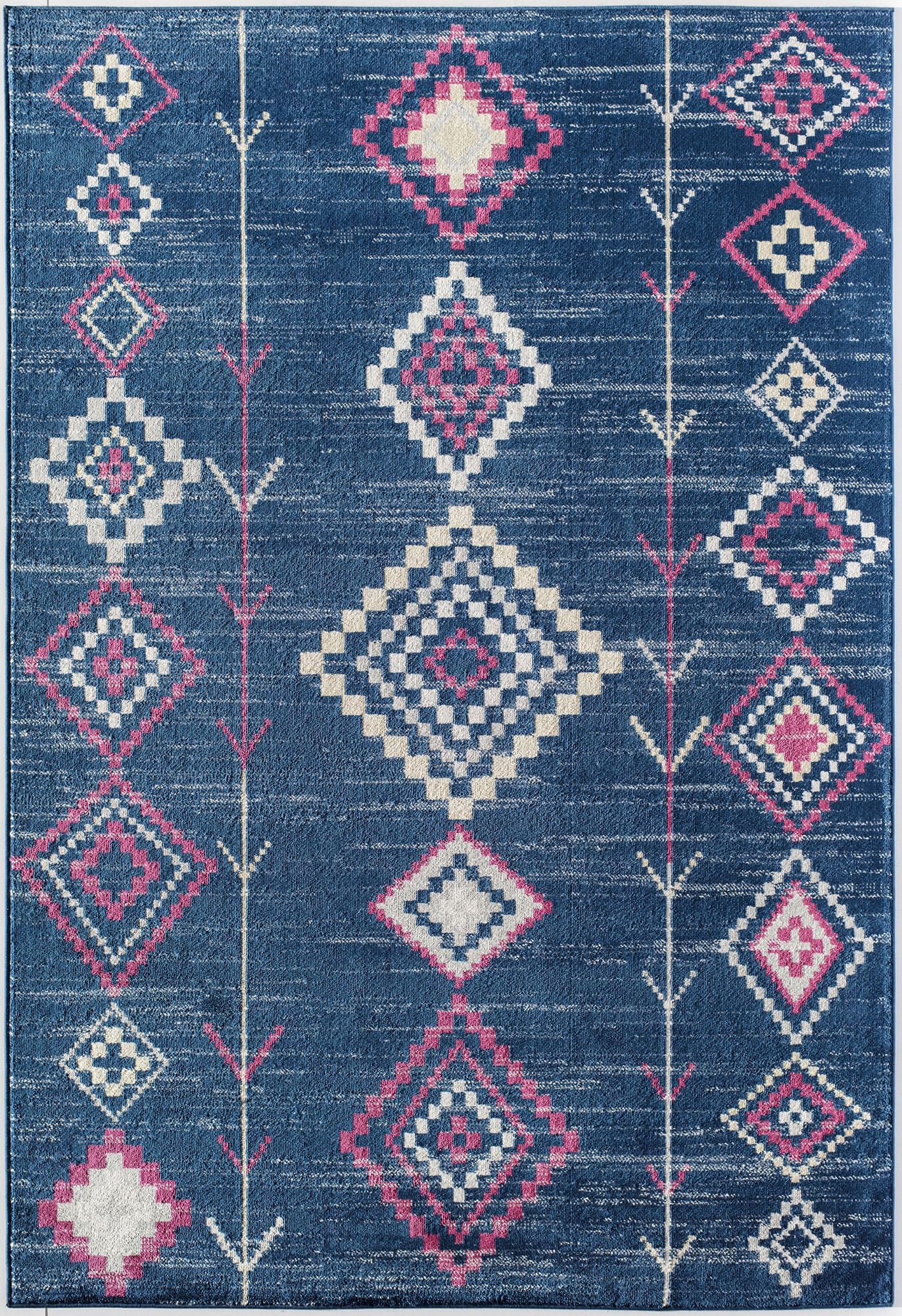 Soleil BR15H Native Navy Tribal Moroccan blue Area Rug, 2'x4'