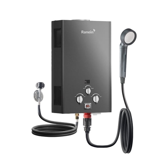 Portable Water Heater 8L, Outdoor Tankless Water Heater Instant Gas Propane Hot Water Heater with Handle for RV Camping Trips Cabins Barns