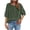 Army Green, variant on YUGYXL 1/4 Sleeve Cotton Linen Shirt for Women Retro Spring Summer Crewneck Embroidery Gauze Peasant Blouse Brown L