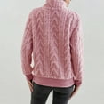 thumbnail image 4 of WTXUE Women's Oversized Cable Knit Pullover Sweatshirts Quarter Zip Collared Fleece Lined Jacket Fall Winter Fashion Warm Trendy Sweater for Cold Weather Pink L, 4 of 8