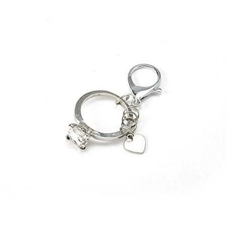 Two's Company Diamond Ring Key Chain with Heart Charm in Gift Box